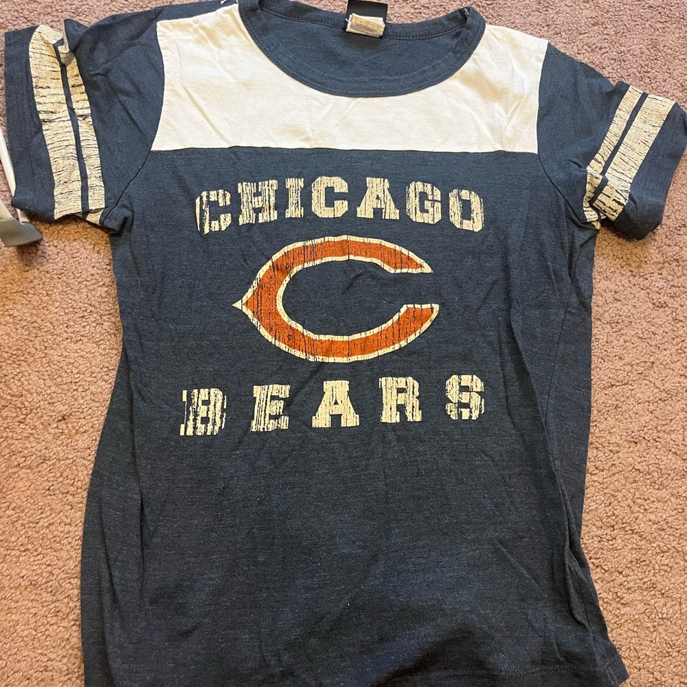Chicago Bears womens Graphic Tee - Navy and White XL